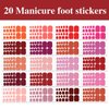 WOKOTO 20 Sheets Toenails Nail Polish Stickers Full Nail Wraps for Women Red Nail Art Sticker Self Adhesive Nail Gel Stickers for Toes Nail Color Strips with Nail File Nail Polish Wraps for Toenails