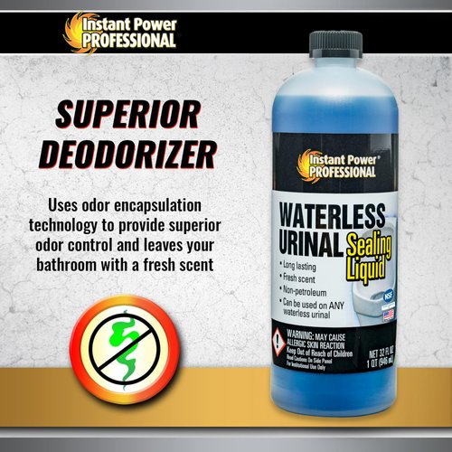 Instant Power Professional Waterless Urinal Sealing Liquid – Cleaner and Deodorizer, Ready to Use, Neutral pH, 32 Fl Oz