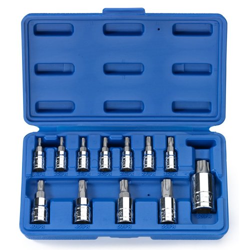 Neiko 10085A Tamperproof Torx Plus Bit Socket Set | 12 Piece | 8 IPR - 60 IPR | 5 Point Star | Cr-V and S2 Steel | High Impact ABS Blow Molded Case