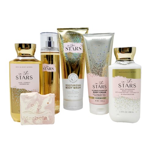 Bath & Body Works In The stars - Deluxe Gift Set - Fine Fragrance Mist, Body Cream, Shower Gel, Body Lotion and Moisturizing Body Wash With a Himalayan Salts Springs Sample Soap.
