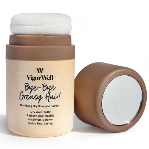 VigorWell Dry Shampoo Powder for Women - Natural, Non-Aerosol, Travel Size (12g/0.42 Oz) for Dark Hair