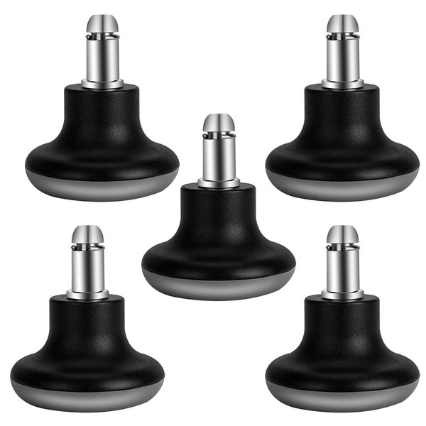 uvce Bell Glides Replacement Office Chair Swivel Caster Wheels to Fixed Stationary Castors, Short Profile with Separate Self Adhesive Felt Pads Black 5pcs