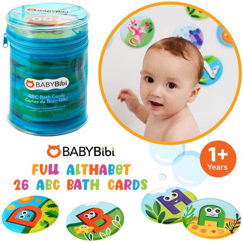 Floating Animals & Alphabet Flash Cards for Bathtub - Preschool Learning Toddler Flash Cards - Educational Bath Toys for 18 Months+ (Set of 26)