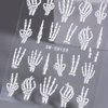 Halloween Nail Art Stickers Decals 5D Embossed Skeleton Nail Decals 2PCS White Hand Bones Halloween Design Nail Sliders Self-Adhesive Nail Art Supplies for Women Girls DIY Nail Art Decoration