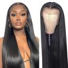 yuccy Straight Lace Front Wigs Human Hair 26 Inch 13x4 HD Transparent Lace Front Wigs Human Hair Pre Plucked with Baby Hair 200% Density Brazilian Virgin Human Hair Full Frontal Wigs for Black Women…