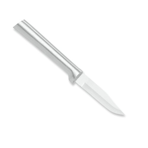 Rada Cutlery Small Peeling Paring Knife Stainless Steel Blade With Brushed Aluminum Made in the USA, 6-1/8 Inches, Silver Handle