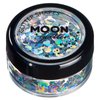 Moon Glitter Holographic Glitter Shapes 100% Cosmetic Glitter for Face, Body, Nails, Hair and Lips - 0.10oz - Silver