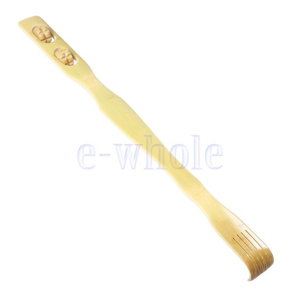 18" Bamboo Wooden Itch Therapeutic Relaxer Back Scratcher w/Massage Rollers MA