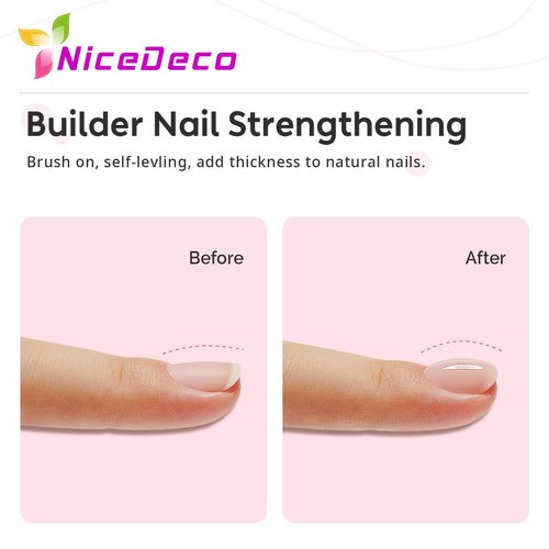Nicedeco Rubber Base Gel for Nails Milky Pink Rubber Gel U V Color Base Gel Nail Polish 15ML 014