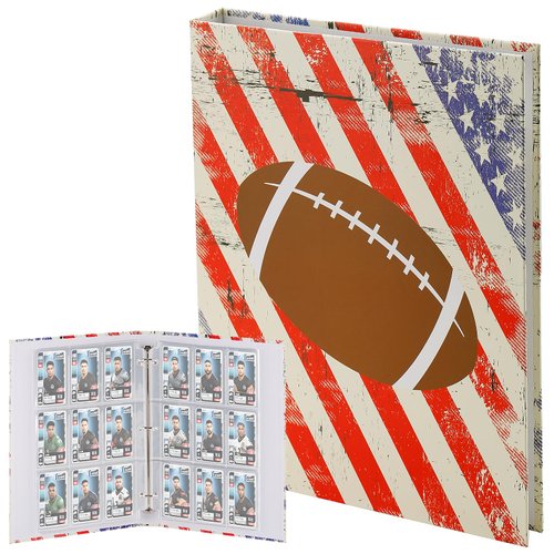 900 Pockets Football Card Binder- American Flag Design Trading Cards Holder with 50 Removable Sleeves, 3 Ring Sports Card Albums for Christmas Cards Gift Boys Collectors Birthday