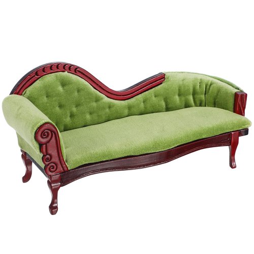 ABOOFAN Dollhouse Furniture Miniature Accessories 1 12 Scale Vintage Wooden Sofa Mini Victorian Bench Chair Lounge for Dollhouse Living Room Craft Decoration