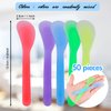 Patelai 50 Pieces Cosmetic Spatula Disposable Makeup Frosted Tip Spatula Plastic Makeup Tools Spoon Cosmetic Mask Spoon Spatulas Facial Cream Scoop Mask Spoon Stick for DIY and Sampling(Random Color)