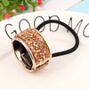 2PCS Rhinestone Glitter Hair Ponytail Holder Cuff Gothic Punk Elastic Band Rope Sparkly Crystal Hair Ties Styling Wrap Set for Women Girls Gold & Silver