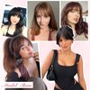 QGZ Clip in Bangs Hair Clip 100% Real Human Hair Clip on Bangs for Women 3 Secure Clip in Hair Extension Natural Full Coverage Thick French Fake Bangs (Light Brown)