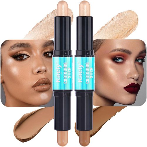 evpct 2in1 Face Shaping & Contouring Stick Cream Contour Concealer Bronzer Stick Makeup Kit for Face Highlighter Makeup Stick contorno maquillaje de maquillaje, NEW Medium + NEW Medium Tan