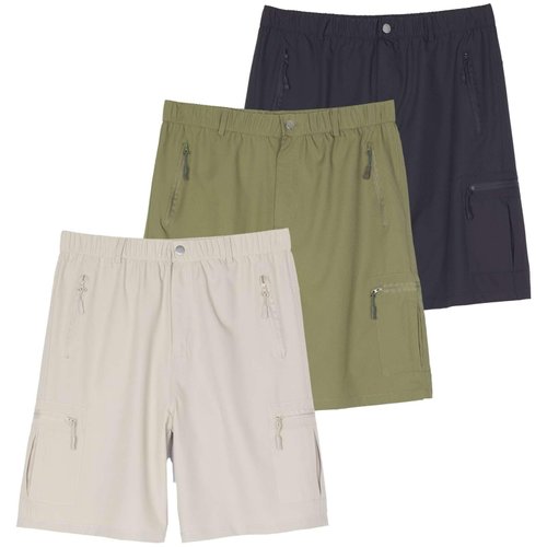 Real Essentials 3 Pack: Mens Hiking Cargo Shorts Lightweight Stretch Casual Outdoor Work Fishing Water Short with Zipper Pockets Relaxed Fit 9 Inch Inseam