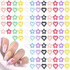 HINZIC 200Pcs Kawaii Nail Charms, Heart Stars Macarone Love 3D Cartoon Acrylic Resin Nail Gems Wedding Decor for Women Girls Phone Case Scrapbook Envelope Cards Making