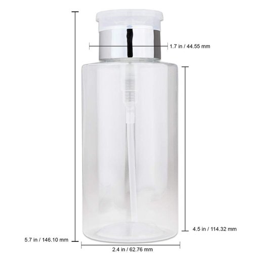 10oz Push Down Pump Dispenser Flip Top Cap Refillable Empty Bottle - Color: Silver - Lockable Travel Cosmetic Packaging Empty Bottle for Nail Polish Manicure