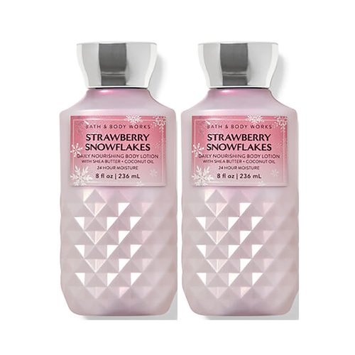 Bath & Body Works Bath and Body Works Strawberry & Snowflakes Super Smooth Body Lotion Sets Gift For Women -2 Pack (Strawberry & Snowflakes), 8 Fl Oz (Pack of 2), 8.0 ounces, 16.0 Fl Oz