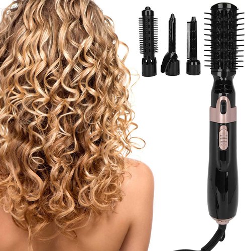 4 In 1 Hot Air Hair Blow Triple Barrel Waver Automatic Curling Iron Tourmaline Ceramic Ion Hair Straightener Brush Low Noise Design[Us]