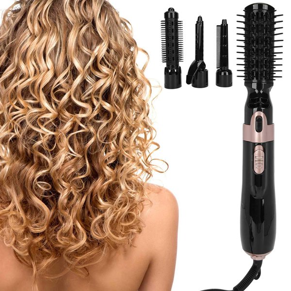 4 In 1 Hot Air Hair Blow Triple Barrel Waver Automatic Curling Iron Tourmaline Ceramic Ion Hair Straightener Brush Low Noise Design[Us]