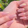GLAMERMAID Press on Nails Medium Almond - Handmade Gel Nails | Pink Golden Glitter Galaxy Fake Nails Shinny Short Stiletto Shimmer Acrylic False Nail Kits Stick Glue on Nails for Women Party Nails