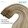 YoungSee 100G 14inch Weft Hair Extensions Balayage Sew in Hair Extensions Medium Brown Fading to Brown Mix Platinum Straight Weft Extensions Human Hair Balayage Hair Weft Extensions for Short 14Inch