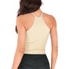 ODODOS Women's 3-Pack Seamless Cami Tops Ribbed Camisole Tank Top, Oatmeal BarnRed Brunette, X-Small/Small