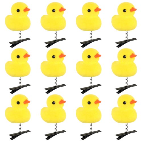 FXMHEHBB 12 Pack Yellow Duck Hair Clips for Girls Women, 2.4" Cute Hair Barrettes Soft Lightweight Kids Hair Accessories for Girls Women