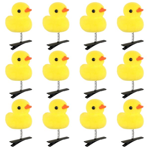 FXMHEHBB 12 Pack Yellow Duck Hair Clips for Girls Women, 2.4" Cute Hair Barrettes Soft Lightweight Kids Hair Accessories for Girls Women