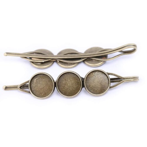 Reidgaller 20pcs Antique Bronze Fit 12mm Cabochon Hair Clip Base Setting Trays Diy Bezel Blanks For Hairclip Hair Pin Making
