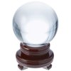 Amlong Crystal New Clear Crystal Ball Sphere Asian Quartz 80mm (3 inch Diameter) with Wooden Stand and Gift Box