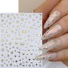 Shiny Crystal Heart Sun Moon Star Nail Stickers for Nail Art,6 Sheets Silver Gold Black Heart Sun Moon Stars Nail Decals 3D Self-Adhesive Nail Designs Sticker for Acrylic Natural Nail Decoration DIY