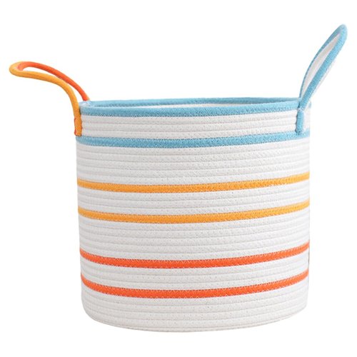 6L Laundry Baskets Hamper with Handles,Decorative Basket for Living room,Woven Storage Basket for Toys Bin,Pillows, Blankets,Clothes-11.8''x10.6''