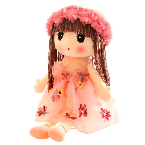 ikasus Soft Baby Doll with Clothes, Kawaii 17.7 Rag Doll Ragdoll Stuffed Plush Girl Toy Doll with Hat Skirt Handmade Princess Plush Toy Baby Girls Sleeping Partner Doll Xmas Birthday Gift