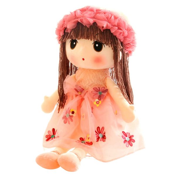 ikasus Soft Baby Doll with Clothes, Kawaii 17.7 Rag Doll Ragdoll Stuffed Plush Girl Toy Doll with Hat Skirt Handmade Princess Plush Toy Baby Girls Sleeping Partner Doll Xmas Birthday Gift