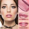 evpct 2 in 1 Light Pink Glitter Shimmer Shiny lipstick & Liquid Lip Gloss, Metallic Dual Ended Lipstick with Hydrating Lightweight Formula, Shiny Glossy Lip Stick Makeup for Women stay on all Day 01