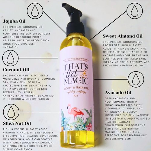 That's That Magic Hair and Body Oil - Tropically-Scented, Non-Greasy, Moisturizing, Hydrating, and Nourishing Glow. Sensitive Skin Safe, Clean Beauty