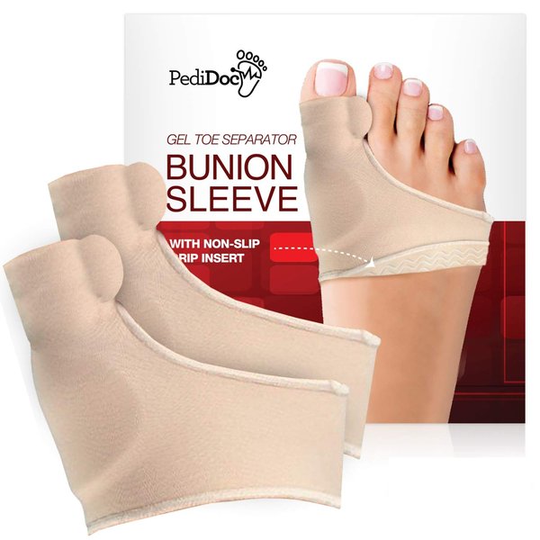 PediDocTM Bunion Corrector - Bunion Relief Sleeves Bunion Pads Brace Cushions Toe Straightener with Gel Toe Separator Spacer Straightener and Spreader - Hallux Valgus Relief Big Toe Alignment