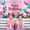 Roetyce Makeup Birthday Party Decorations, 46PCS Makeup Happy Birthday Banner Balloons Hanging Swirl Honeycomb Cake Topper Kit, Spa Themed Birthday Decorations for Girls, Pink Birthday Party Supplies