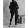 Daacee Casual Frayed Tassel Black Denim Jacket for Women Fashion Fringe Rhinestone Cowgirl Jean Coats(0191-Black-L)