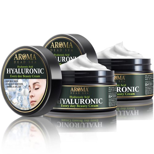 AROMA DEAD SEA Hyaluronic Acid Face Cream - Anti Aging Cream, Day & Night Facial Moisturizer for Face, Anti Wrinkle & Hydrating Face Moisturizer - 3.4 fl.oz (Hyaluronic Acid Face Cream Pack of 2)