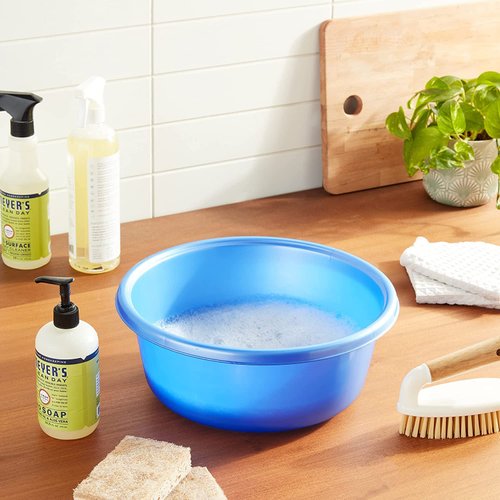 Ybm Home Round Plastic Wash Basin (1147 9.75", White with Dots)