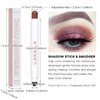 LOKFAR Cream Eye-Shadow Stick, Waterproof Cream Eyeshadow Pen Rotatable Creamy Eye Shadow Pencil Crayon, Matte and Shimmer Eyeshadow Makeup Stick with Sponge Smudger (03# Matte Reddish-brown)
