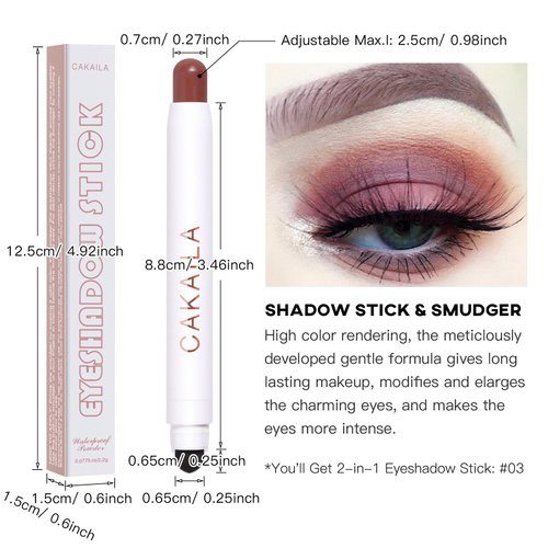 LOKFAR Cream Eye-Shadow Stick, Waterproof Cream Eyeshadow Pen Rotatable Creamy Eye Shadow Pencil Crayon, Matte and Shimmer Eyeshadow Makeup Stick with Sponge Smudger (03# Matte Reddish-brown)