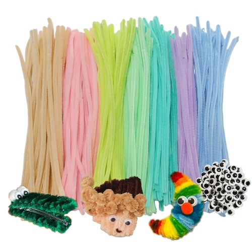 Harmoso Macaron Color Pipe Cleaner Set - 300pcs, Thick Fluffy Chenille Stems for Arts & Crafts, Perfect for Making Animals, Flowers, and Festive Decorations(12 inches x 0.24 inches)