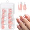 EternalClassic 120pcs French Tip Press on Nails Medium Square Fake Nails, Glossy Nude Medium Square Nails Press on White Acrylic Artificial False Nail Tips Stick Glue on Nails for Women Girls