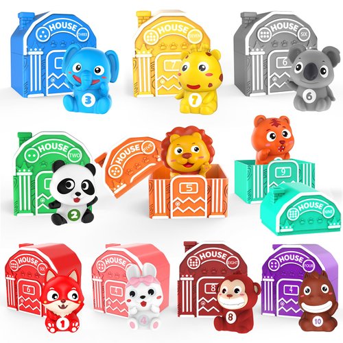 Learning Toys for 1 2 3 Year Old Toddlers, 20Pcs Animal Toys Montessori Counting, Matching, Sorting & Stacking Fine Motor Games, Christmas Birthday Easter Gift for Baby Boys Girls Age 12-18 Months