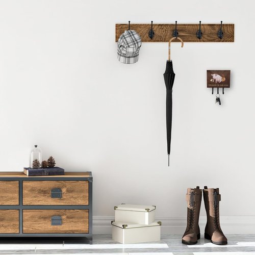 Caroline's Treasures SB3083TH68 Welcome to the Farm with the pig and chicken Leash or Key Holder, Wall Hooks, Key Hooks Holder, Coat Rack Wall Mount, Coat Hooks, Hooks for Hanging Keys, Towels, Aprons