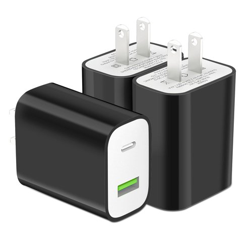 3 Pack USB C Charger Block, Dual Port Type C Wall Charger Fast Charging 20W Power Adapter Cube for iPhone 14/14 Pro/14 Pro Max/14 Plus/13/12/11, XS/XR/X, iPad, Samsung, More